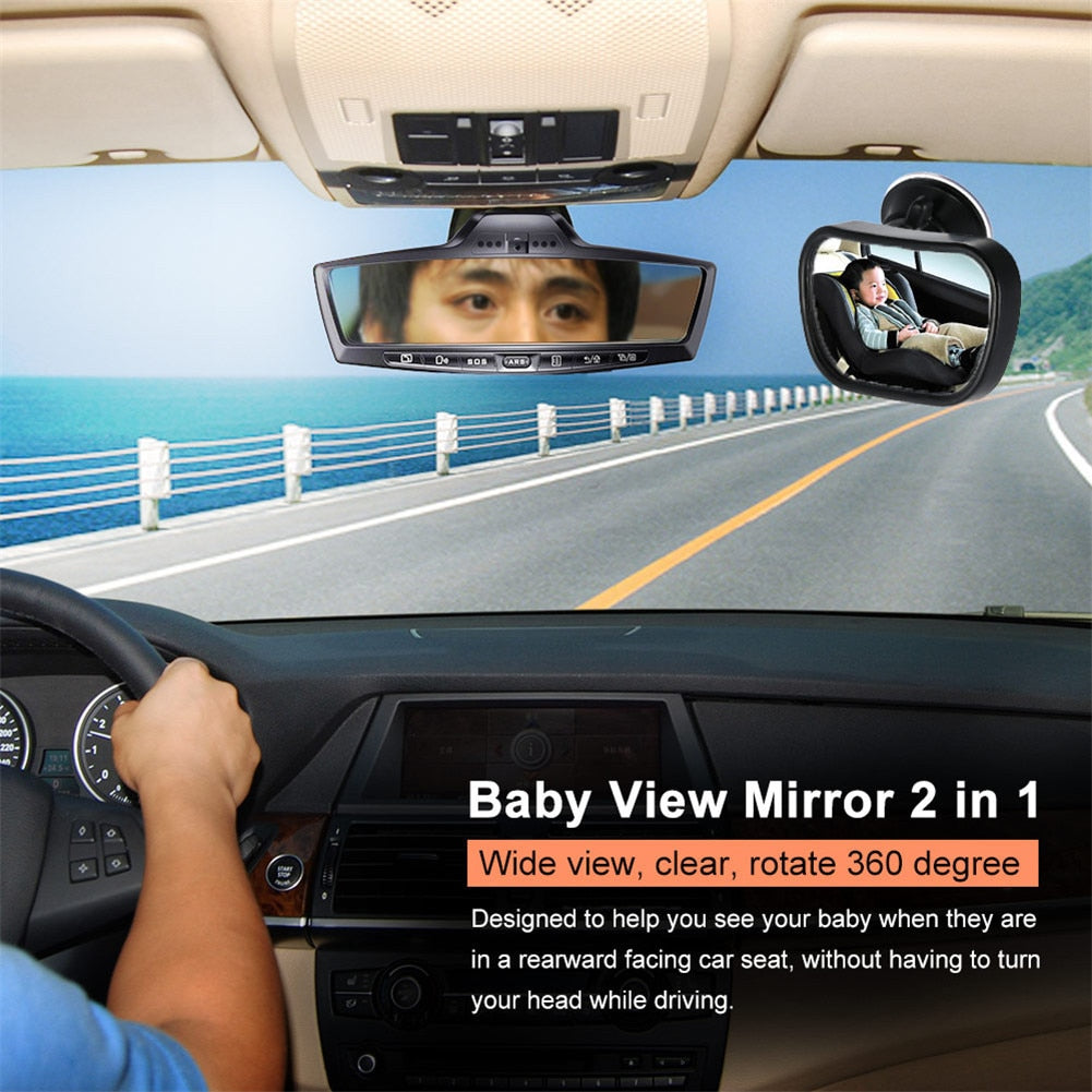 2-in-1 Baby Car Safety Mirror – Adjustable Rear View