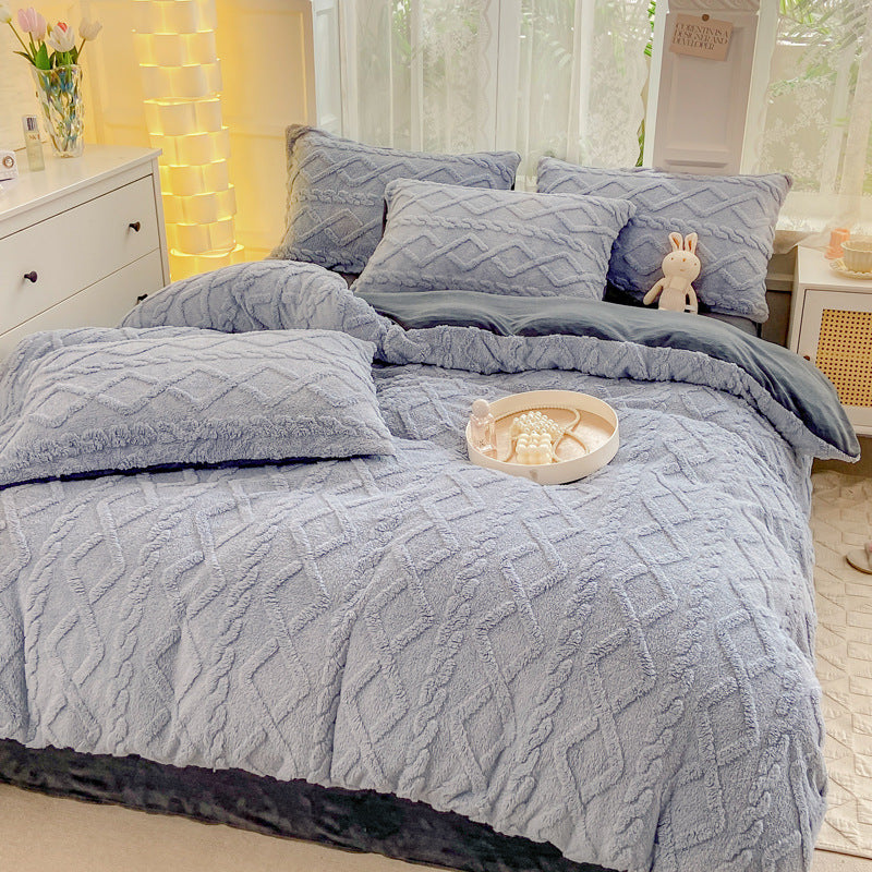 Winter Flannel Bedding Set – Warm Coral Fleece Duvet Cover