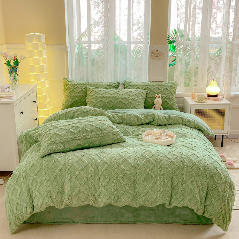 Winter Flannel Bedding Set – Warm Coral Fleece Duvet Cover