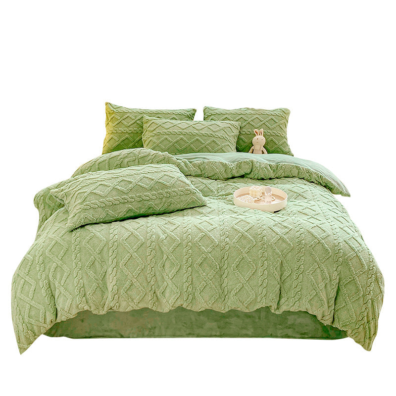 Winter Flannel Bedding Set – Warm Coral Fleece Duvet Cover