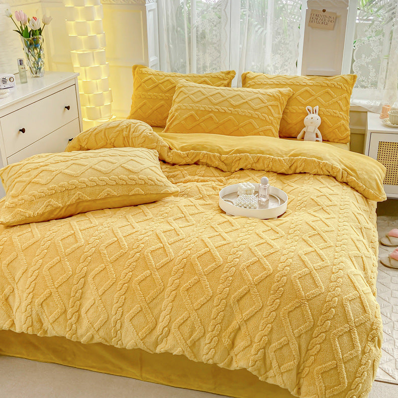 Winter Flannel Bedding Set – Warm Coral Fleece Duvet Cover