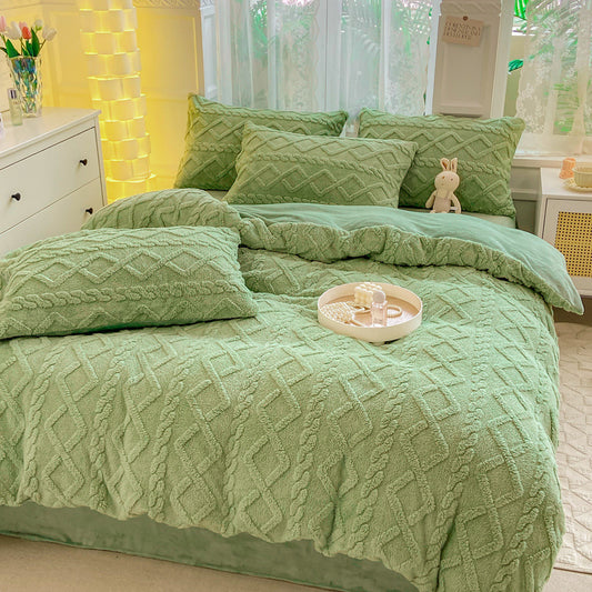Winter Flannel Bedding Set – Warm Coral Fleece Duvet Cover